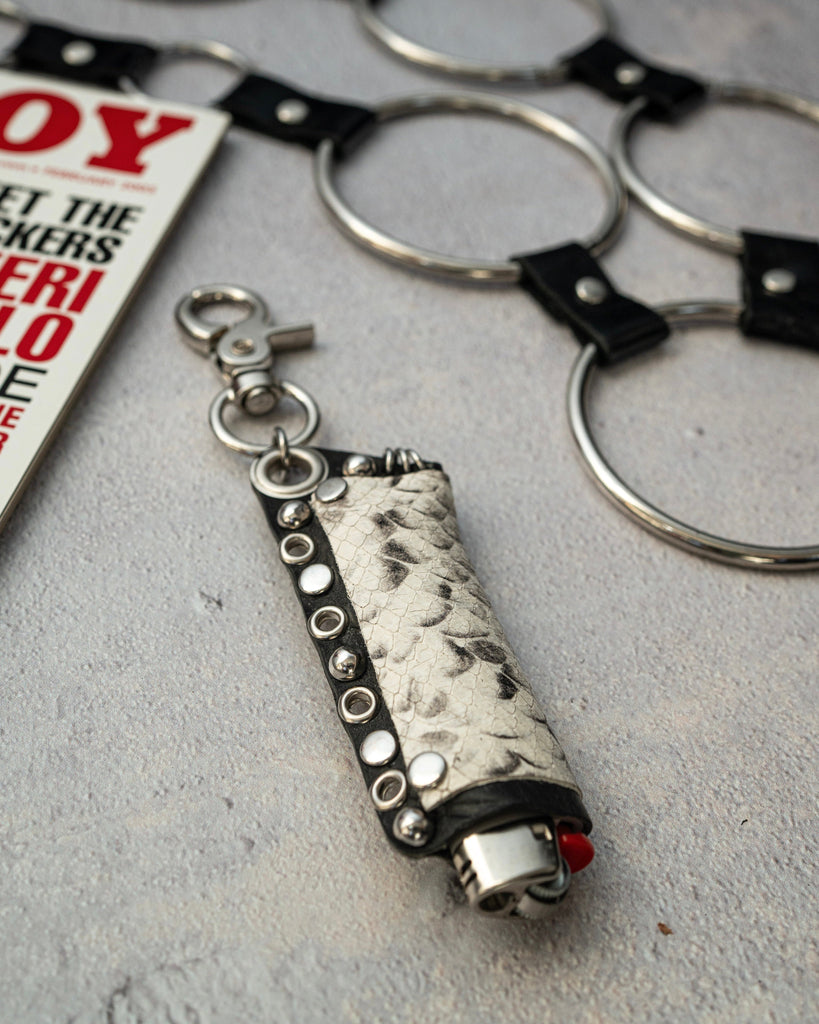 Cream snakeskin lighter charm