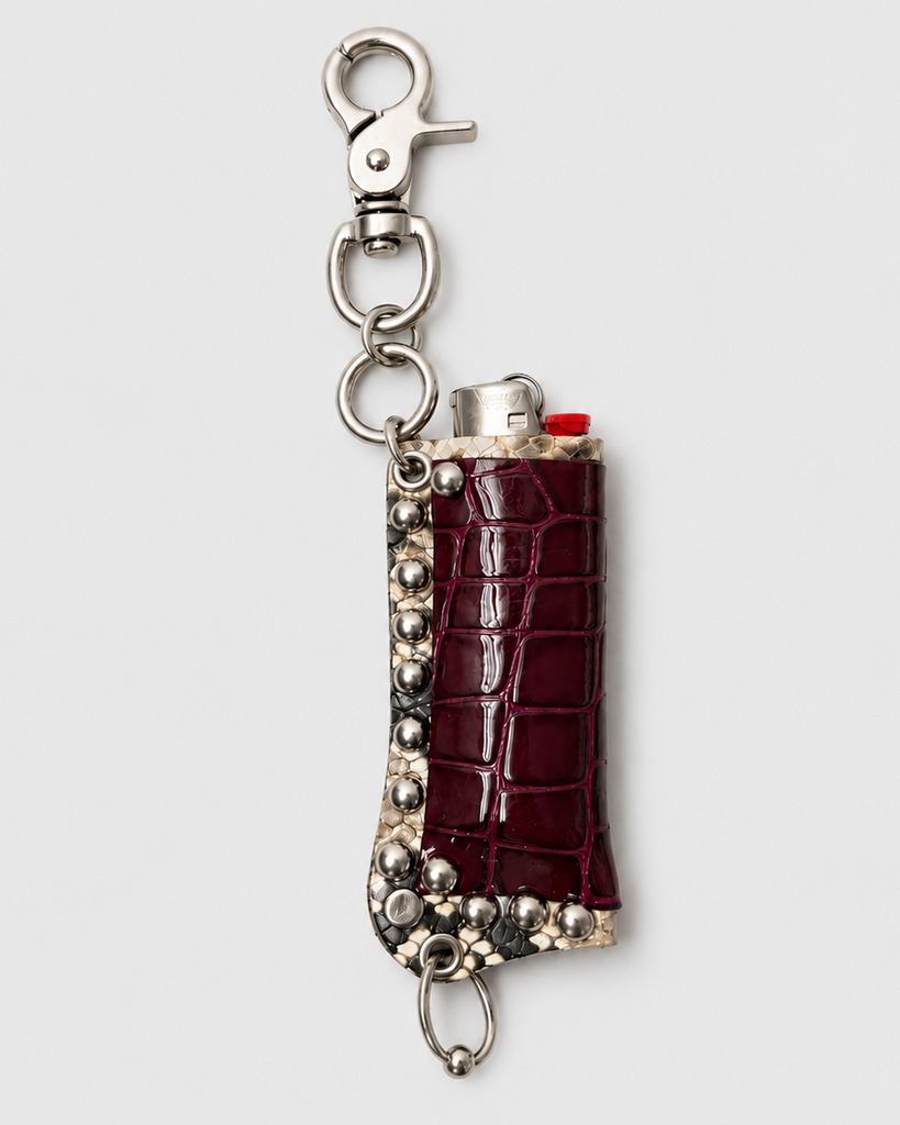Burgundy python lighter case