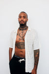 Men’s cream lace button up
