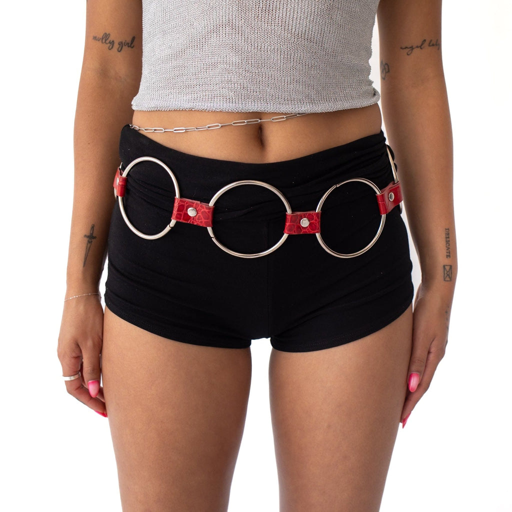 Scarlett croc leather o ring belt