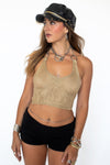 LUSTRE gold mesh halter