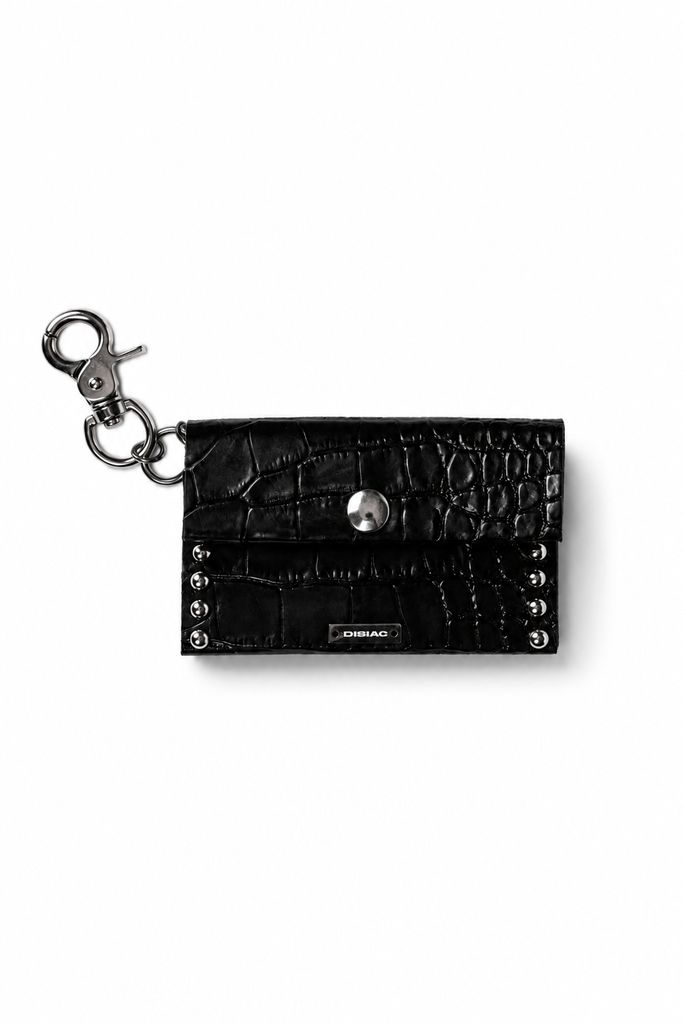 Black Croc Leather Card Holder