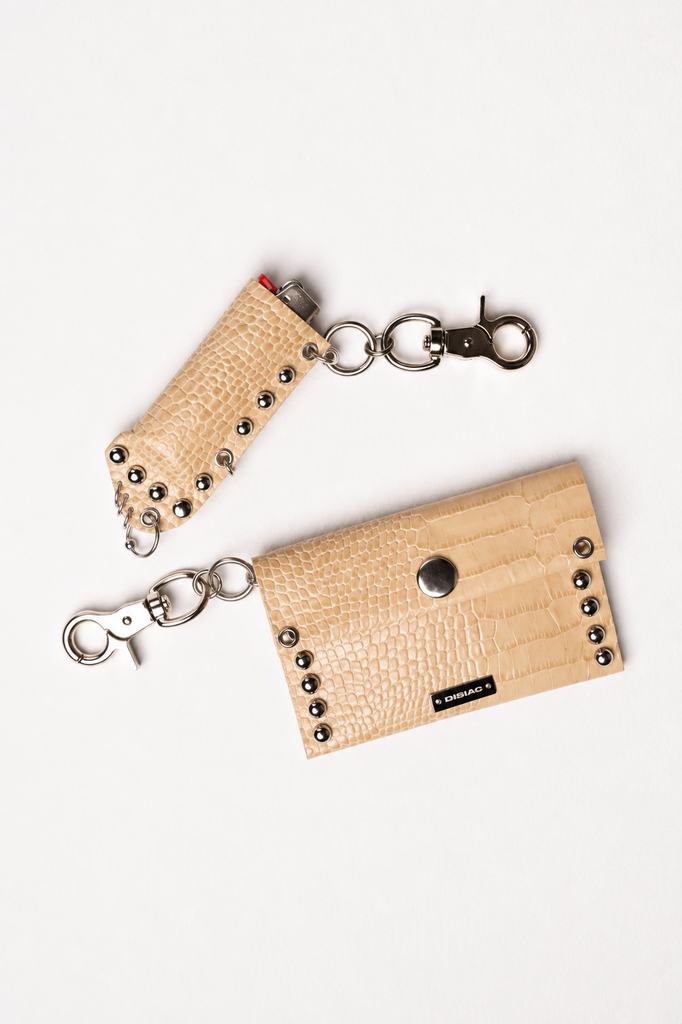 Camel Alligator Leather Card Holder