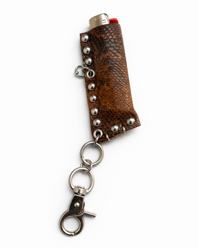 Caramel snakeskin lighter case