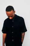 Mens black knit button up