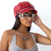 Double red leather fisherman cap