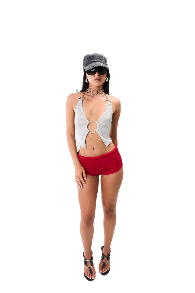 Untamed silver mesh top