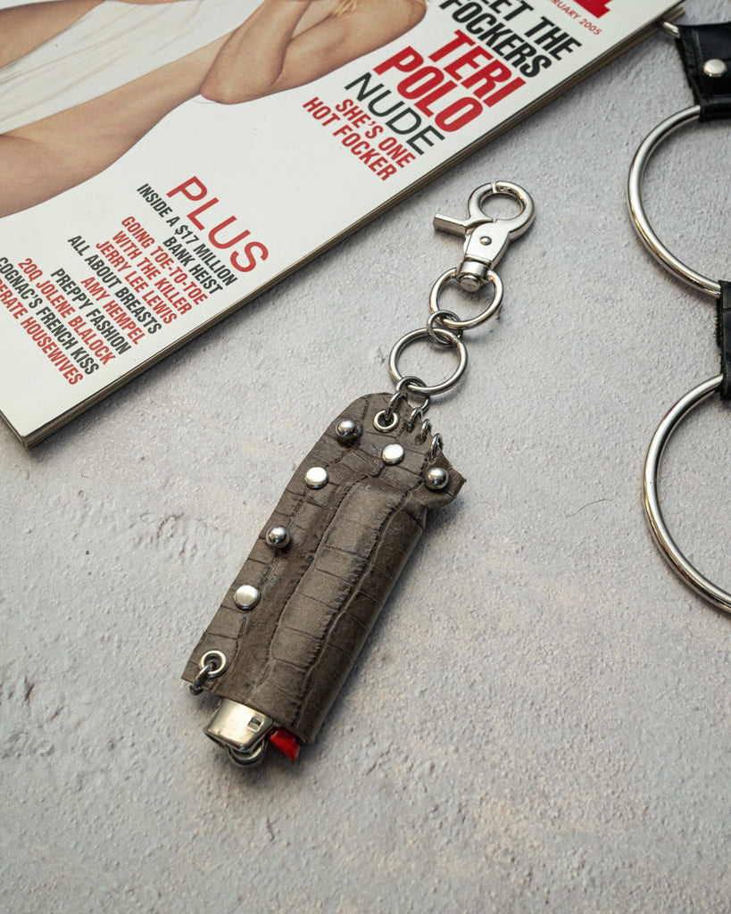 taupe leather lighter charm