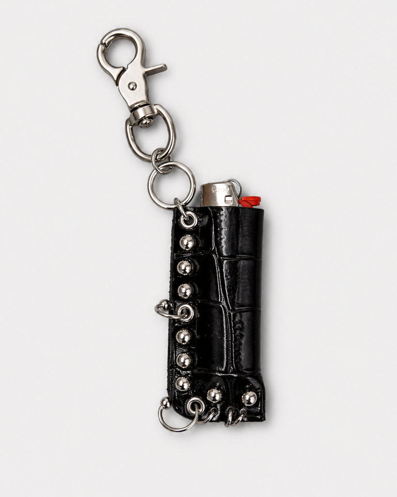 Black patent leather croc lighter case